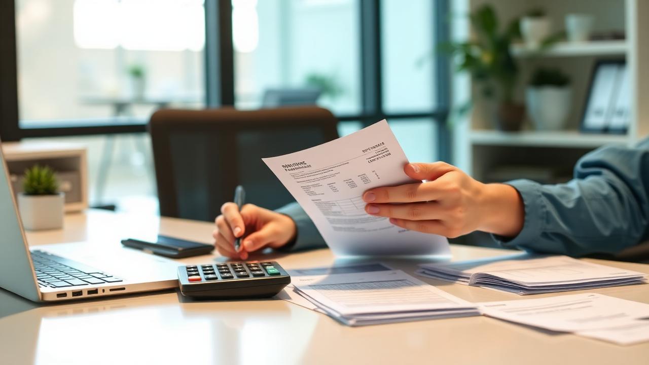Healthcare finance professional reconciling remittance statements and payment records at a desk